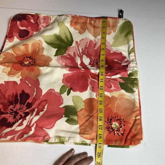 Pink Coral Floral Pillow Covers - Set of 3 - 100% Cotton Zip Closure Fits 20x20 - Picture 6 of 6